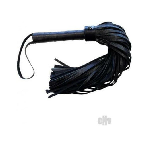 Rouge Long Leather Flogger Black With Black Accessories | SexToy.com
