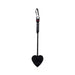 Black mini heart-shaped paddle with wrapped handle and wrist strap for playful impact.