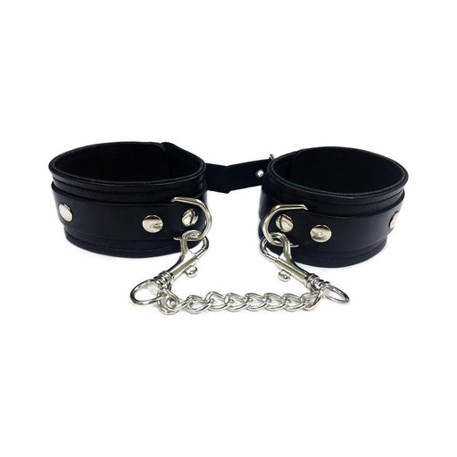 Rouge Plain Leather Wrist Cuffs Black | SexToy.com