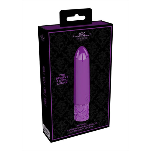Royal Gems Imperial Rechargeable Silicone Bullet Purple - SexToy.com