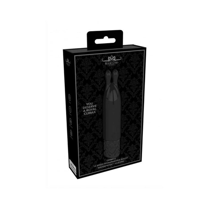 Royal Gems Twinkle Silicone Bullet Rechargeable Black - SexToy.com