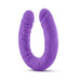 Purple 18-inch slim double-ended silicone dildo with realistic texture and smooth finish.
