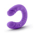 Purple 18-inch slim double-ended silicone dildo with realistic texture and smooth finish.