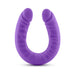 Purple 18-inch slim double-ended silicone dildo with realistic texture and smooth finish.