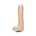 Beige novelty soap shaped like a phallic form with a round base and white soap drips on a white background.