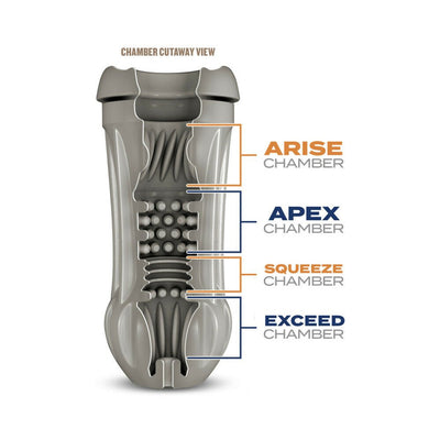 Cutaway view of Blush Schag's Luscious Lager Stroker showing four internal textured chambers for varied sensations.