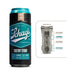 Blush Schag's Sultry Stout Stroker in frosted black and teal can design with labeled internal chamber cutaway diagram.
