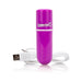 Purple Screaming O Charged Vooom rechargeable bullet vibrator with white USB charging cable on white background