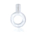Clear stretchy vibrating ring with textured top for targeted stimulation and enhanced pleasure.