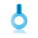 Blue flexible vibrating ring with textured motor attachment designed for intimate use.