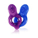Two Screaming O O-joy cock rings in blue and purple with textured nubs and ergonomic design on white background.