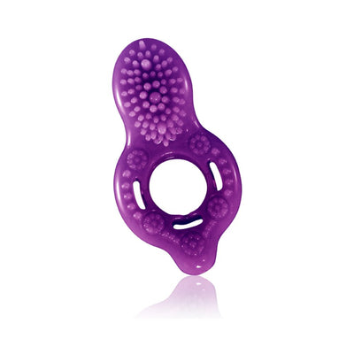 Purple textured silicone cock ring with raised nubs and ergonomic design for enhanced intimate pleasure.