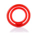 Red double-ring silicone erection ring with ball sling for enhanced support and comfort.