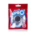 Screaming O Ringo 2 clear double ring with ball sling in red and blue resealable packaging.