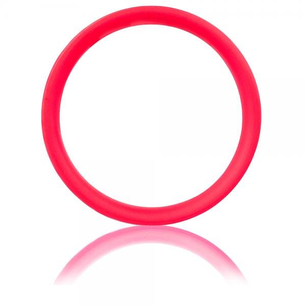 Red silicone stretchy ring with smooth finish and wide band design for secure fit and comfort.