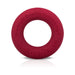 Red liquid silicone RingO XL cock ring with embossed branding and smooth texture on white background.