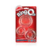 Clear Screaming O RingO set of three stretchy silicone rings labeled Stronger, Firmer, and Harder in red packaging.