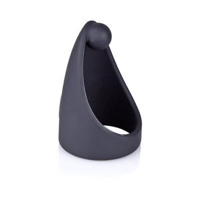 Black silicone SlingO with a solid ball designed for perineum pressure and comfortable fit around shaft and testicles.