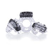 Clear and black textured vibrating ring and mini vibes set for couples enhancing intimate pleasure.