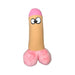 Plush dog toy in pink and beige with cartoon eyes and three squeakers for playful pups.