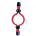 Adjustable red and black Sean Michaels Love Ring with smooth PVC tips and wooden beads for comfortable fit and support.
