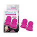 Pink silicone Seduce Me nipple suckers with packaging highlighting powerful vibration and universal fit.
