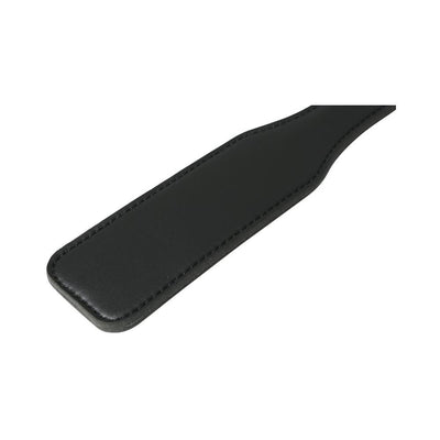 Black vinyl paddle with stitched edges and a smooth, rectangular striking surface.