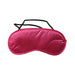 Hot pink satin blindfold with black adjustable straps for sensory play and comfort.