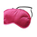 Hot pink satin blindfold with soft trim and black adjustable strap for sensory play and comfort.
