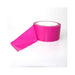 Roll of bright pink bondage tape partially unrolled on a white background