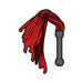 Illustration of a red flogger with a textured gray handle on a white background.