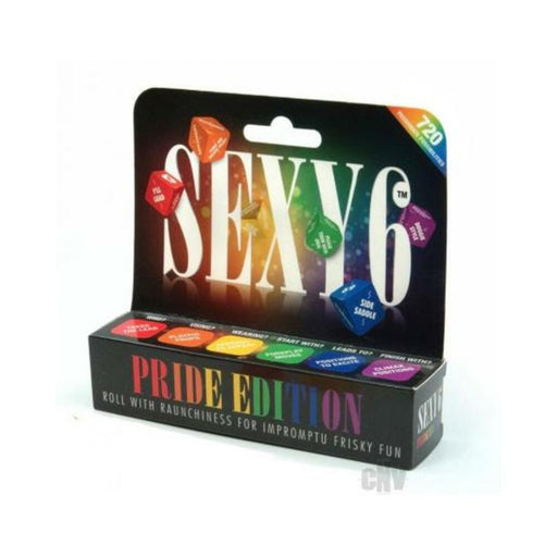 Sexy 6 Pride Edition dice game packaging featuring colorful dice and rainbow-themed design for playful intimate fun.