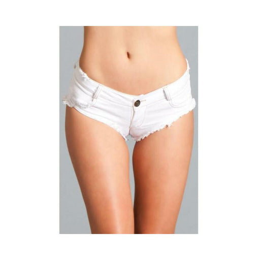 Sexy Cut Off Low Waist Booty Denim Shorts White Small - SexToy.com