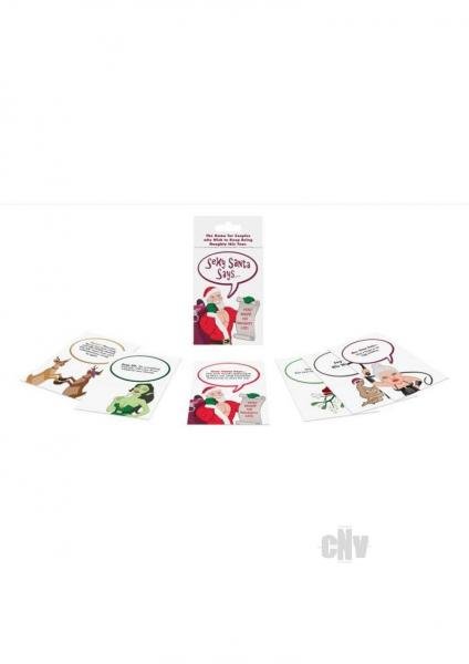 Sexy Santa Says card game for couples with playful holiday-themed task cards and festive illustrations.