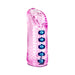 Pink translucent male pleasure sleeve with internal blue beads and textured surface for enhanced stimulation.