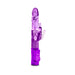 Purple butterfly-shaped mini rabbit vibrator with textured shaft and control buttons on the base.