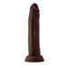 Realistic dark brown silicone dildo with suction base, 7.5 inches long, designed for deep penetration.