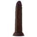 Realistic 8.5-inch dark brown liquid silicone dildo with suction cup base, designed for deeper sensations and hands-free use.