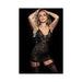 Sheer Lace Garter Dress With Stockings Black O/s - SexToy.com