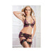 Sheer Lace Mini Skirt, Halter Bra, Lace Garters & Thong Wild Orchid O/s - SexToy.com