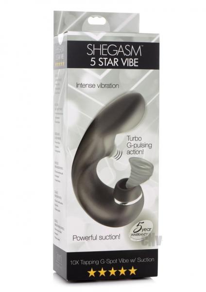 Shegasm 5 Star 10x Tapping G-spot Silicone Vibrator With Suction - Black | SexToy.com