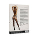 Packaging of Shots Le Desir crotchless cutout pantyhose featuring a model wearing black fishnet pantyhose with cutout details.