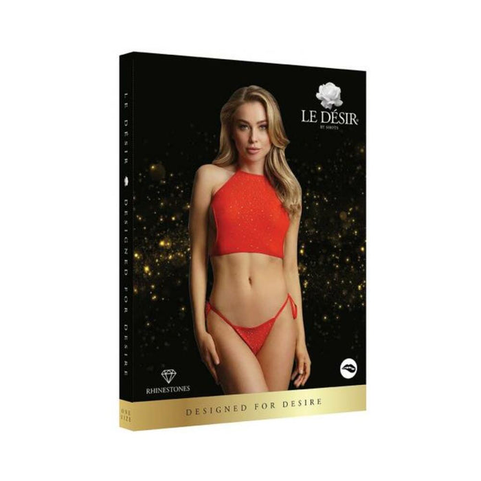 Shots Le Desir Festive Rhinestone Top And Thong Os Red | SexToy.com