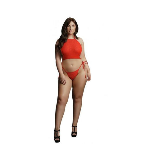 Shots Le Desir Festive Rhinestone Top And Thong Osx Red | SexToy.com