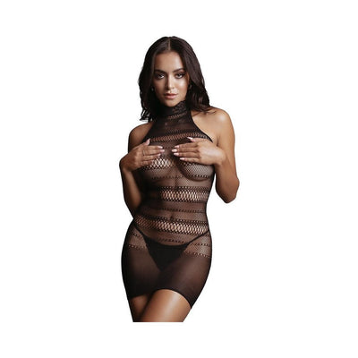 Shots Le Desir High Lace Neck Net Mini Dress | SexToy.com