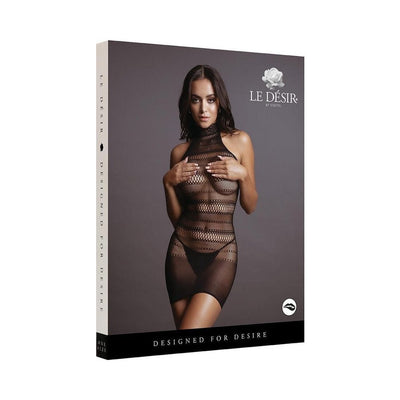 Shots Le Desir High Lace Neck Net Mini Dress | SexToy.com