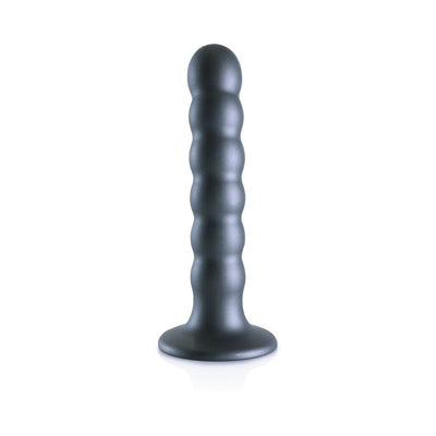 ouch sex toys Shots Ouch! Beaded Silicone 5 In. G-spot Dildo Gunmetal