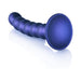 Metallic blue 5-inch beaded silicone G-spot dildo with a strong suction cup base on a white background.