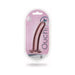 Rose gold smooth silicone 6-inch G-spot dildo with suction base in clear retail packaging.