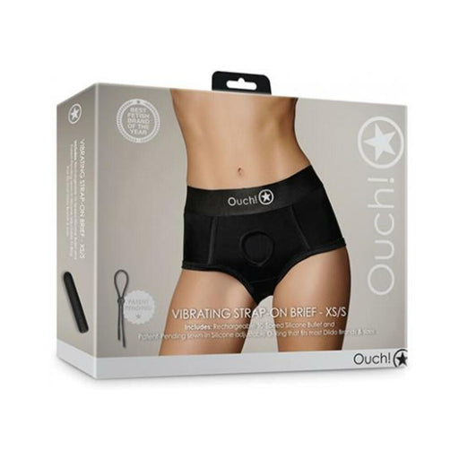 Shots Ouch Vibrating Strap On Brief - Black Xs/s - SexToy.com